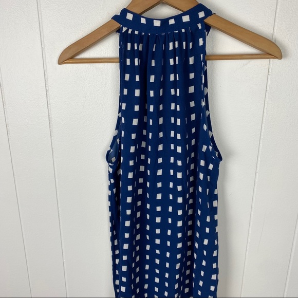 Mudpie Halter Neck Tank Top Blue White Check Small - Picture 6 of 8